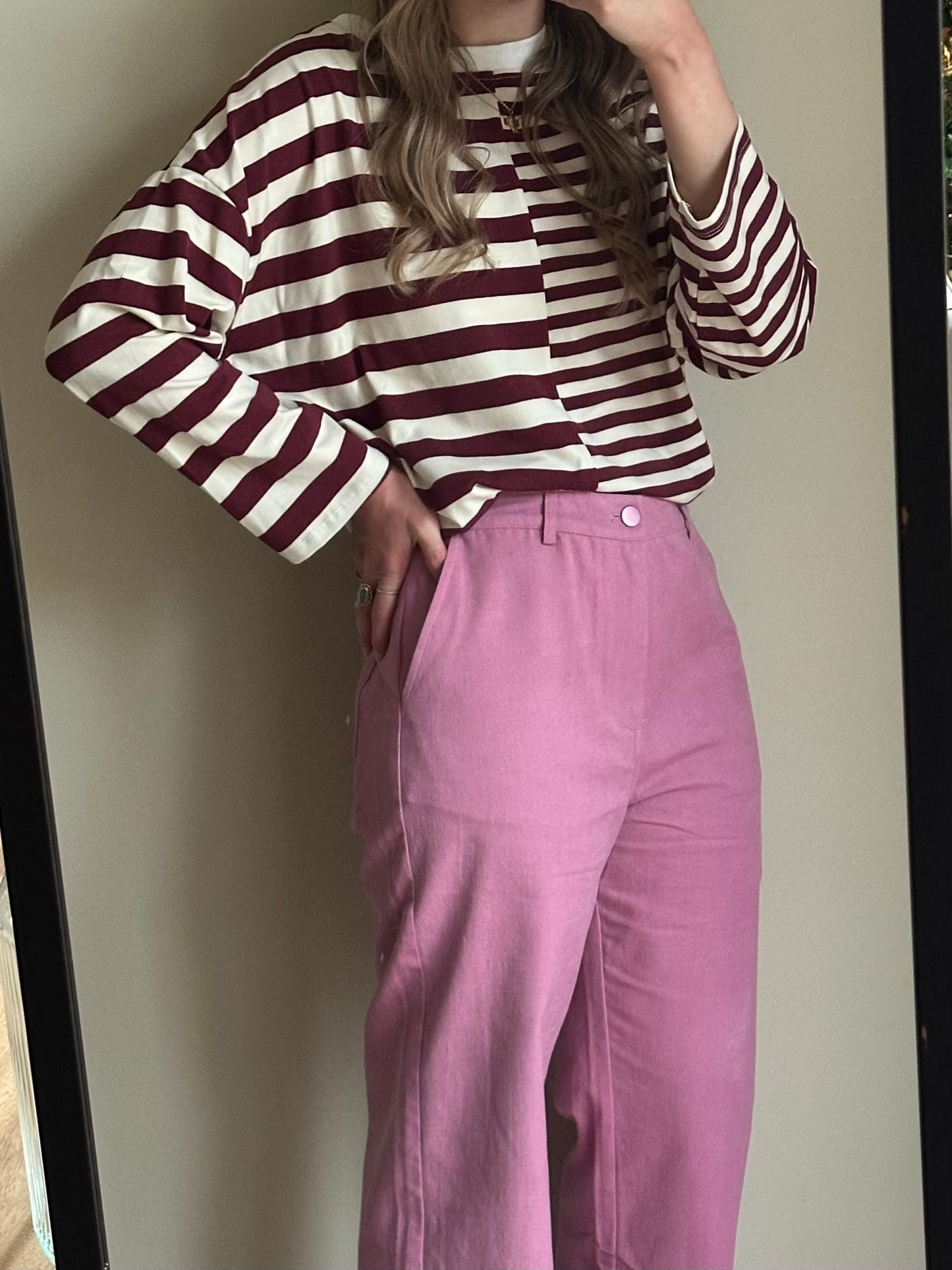 Amy Langarmshirt gestreift Burgund