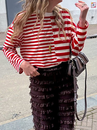 Amy gestreifter Langarmshirt rot