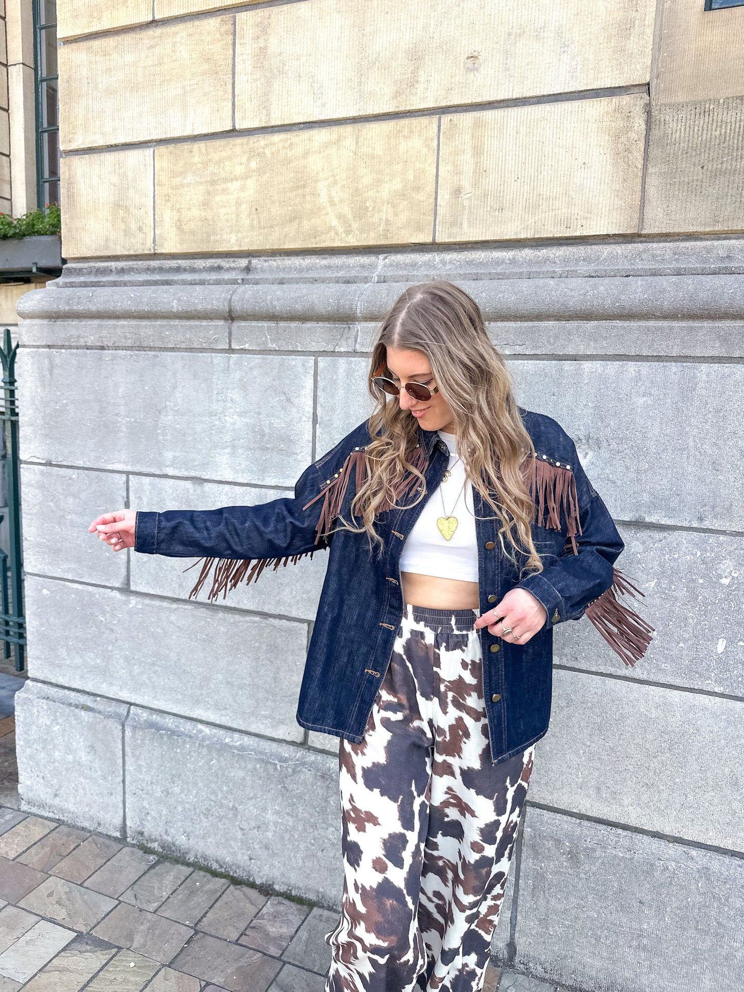 Poppy-Denim-Fransenbluse