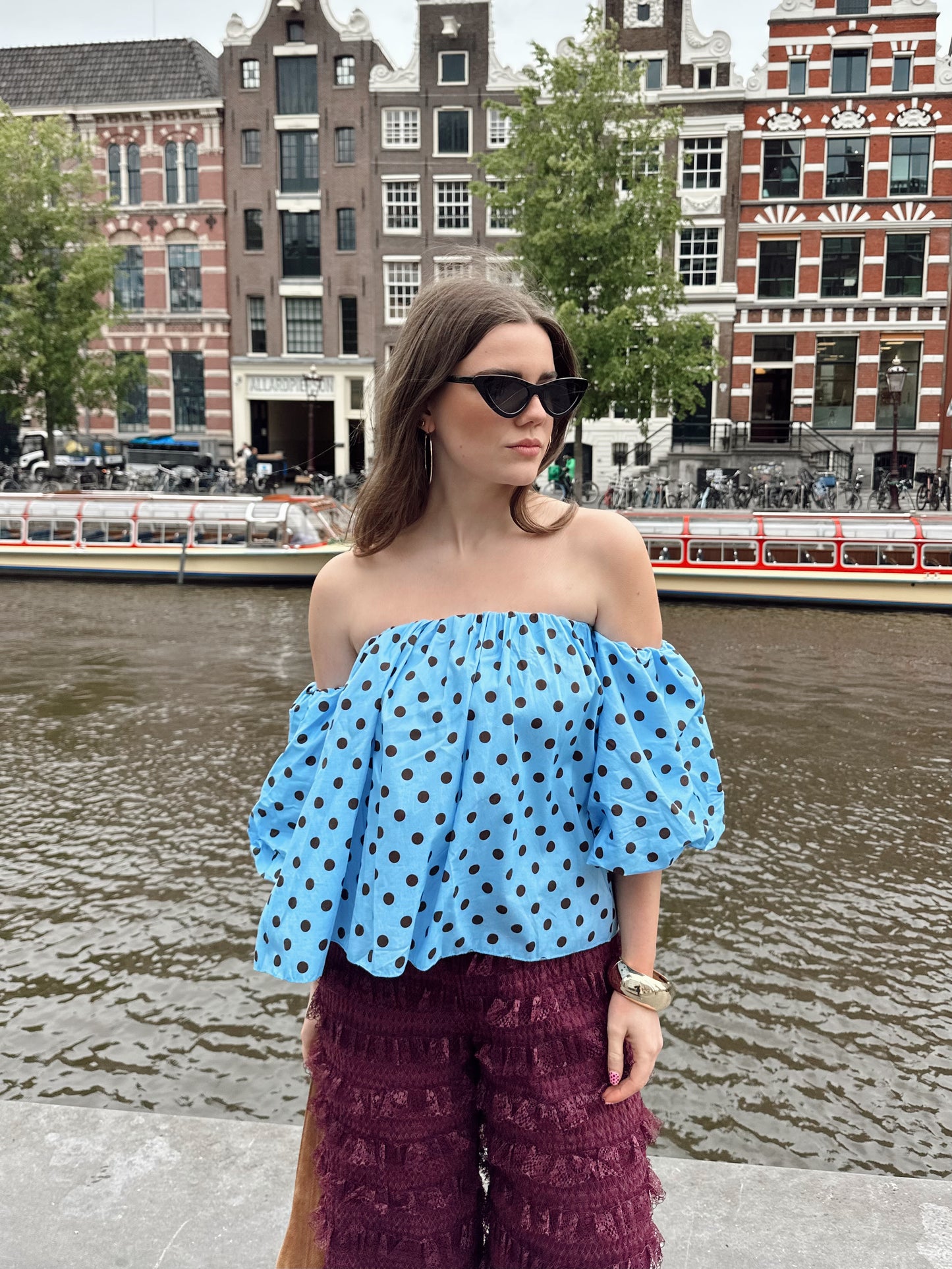Fay Polka-Dot-Top Blau
