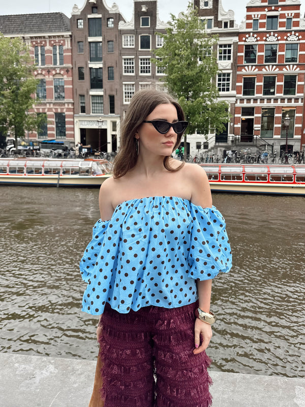 Fay Polka-Dot-Top Blau