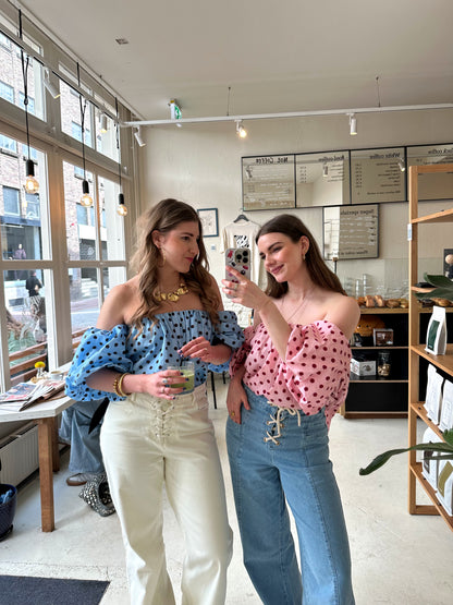 Fay Polka-Dot-Top Blau