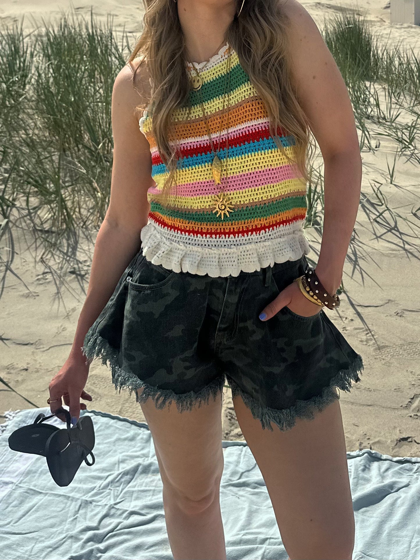 Guusje denim shorts camouflage wij uitlopend groen