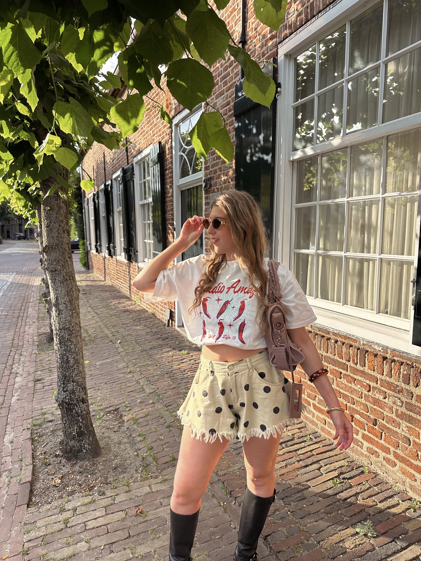 Guusje Jeansshorts Camo ausgefranst Grün