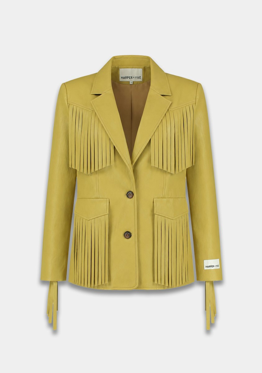 Harper & Yve Casey fringe blazer green