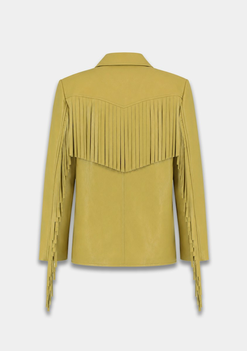 Harper & Yve Casey fringe blazer green
