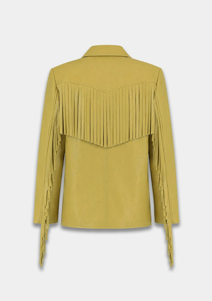 Harper & Yve Casey fringe blazer green