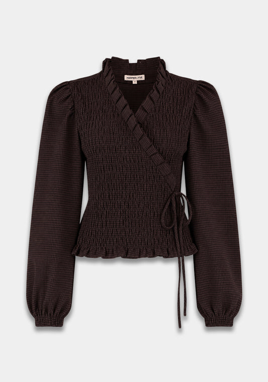 Harper & Yve Debby wikkeltop checkered bruin