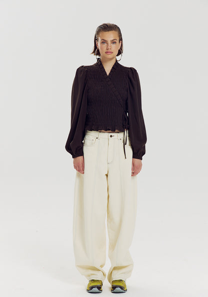 Harper & Yve Debby wikkeltop checkered bruin
