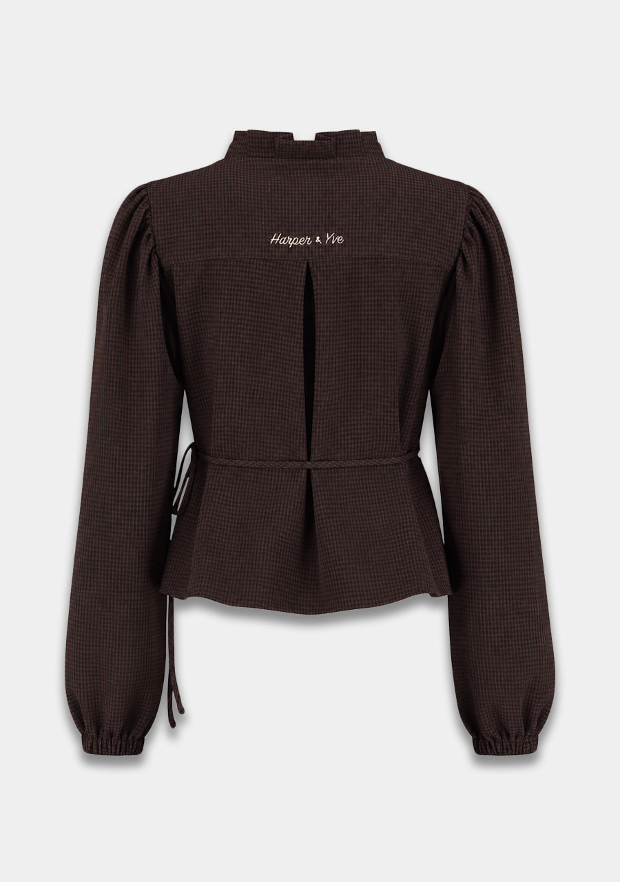 Harper & Yve Debby wikkeltop checkered bruin