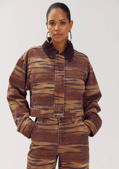 Harper & Yve Fiona tiger denim jacket bruin