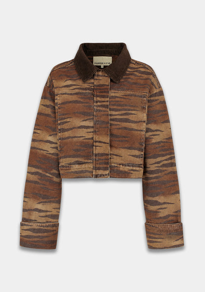 Harper & Yve Fiona tiger denim jacket bruin