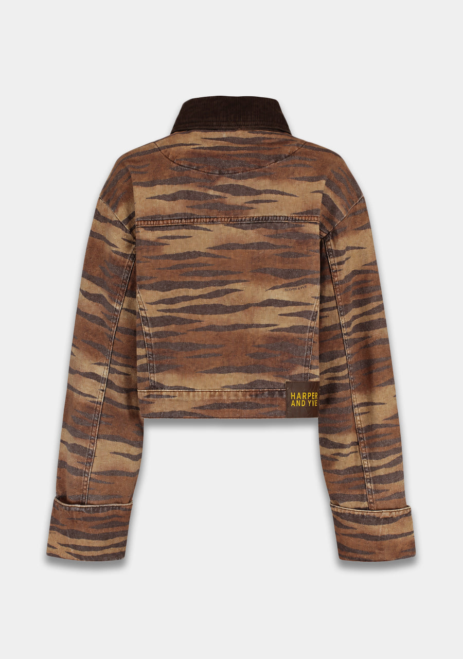 Harper & Yve Fiona tiger denim jacket bruin