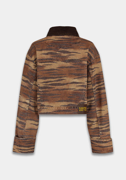 Harper & Yve Fiona tiger denim jacket bruin