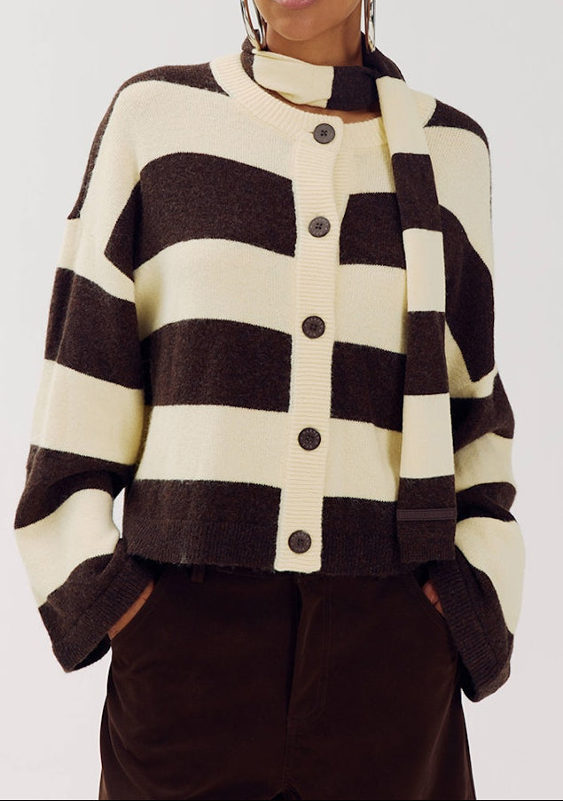 Harper & Yve Indy gestreepte cardigan met sjaal