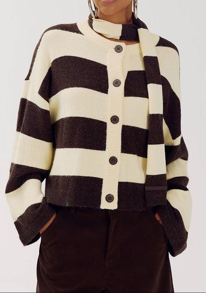Harper & Yve Indy gestreepte cardigan met sjaal