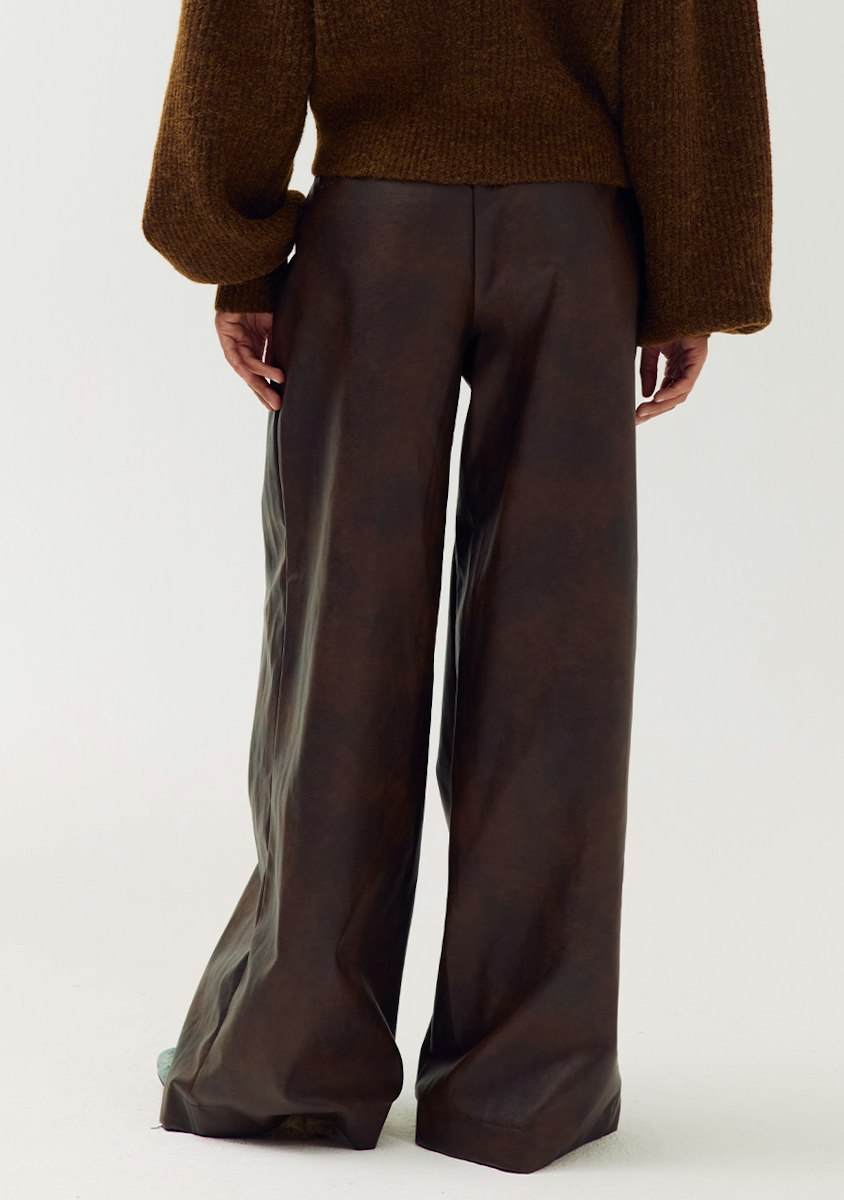 Harper & Yve Joelle wide leg leather pants brown