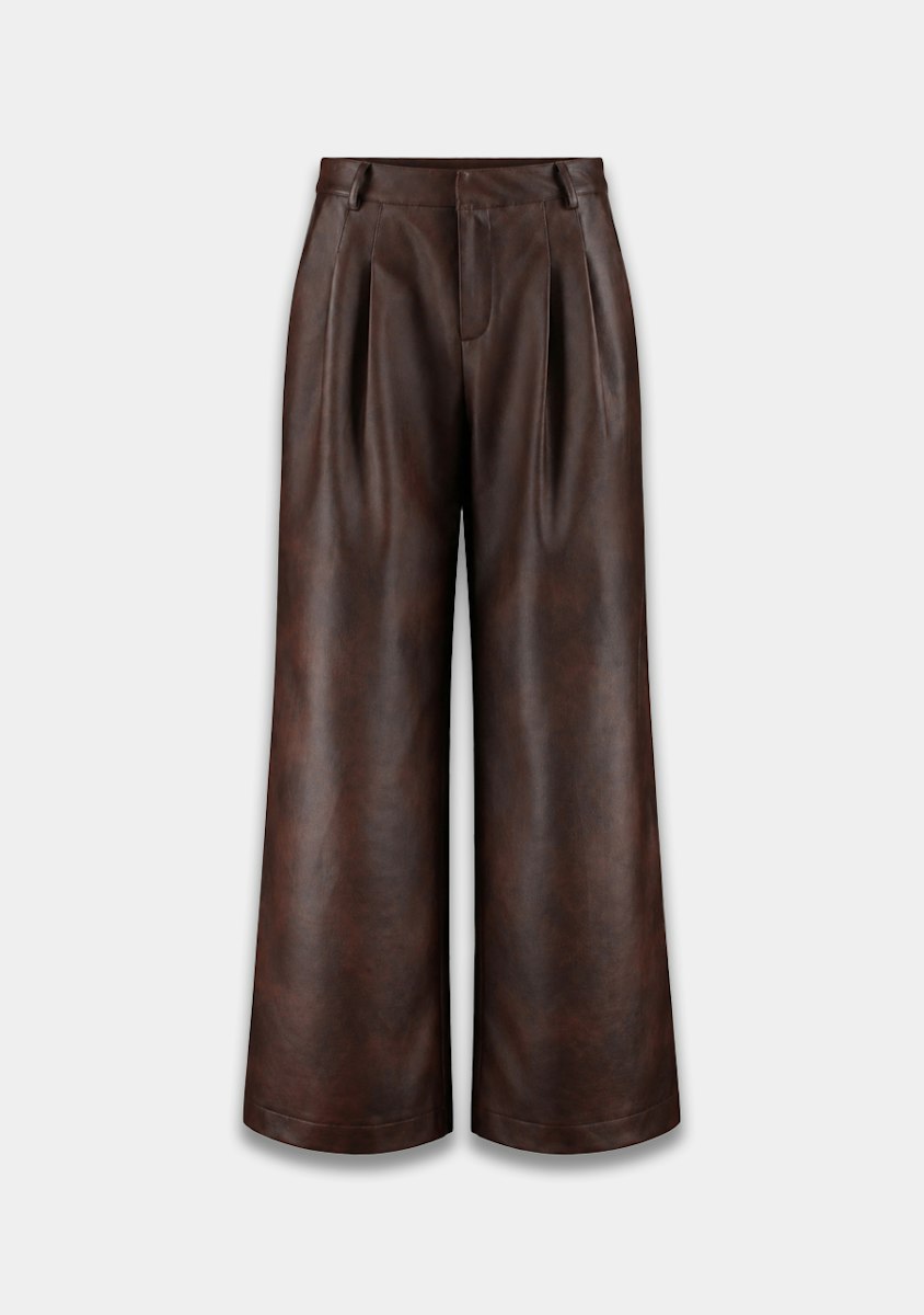 Harper & Yve Joelle wide leg leather pants brown