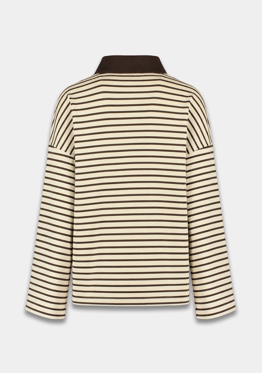 Harper & Yve Pollie gestreepte polo longsleeve brown