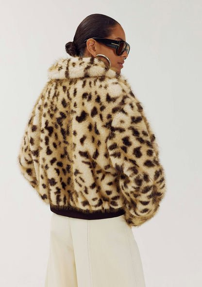 Harper & Yve Stacy jacket faux-fur wild leopard beige