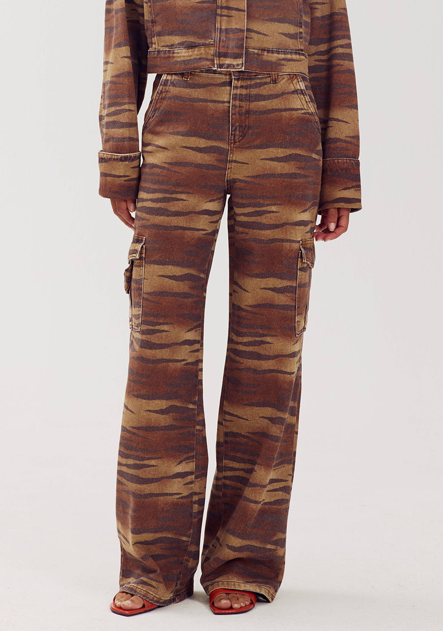 Harper & Yve Stella tiger jeans bruin
