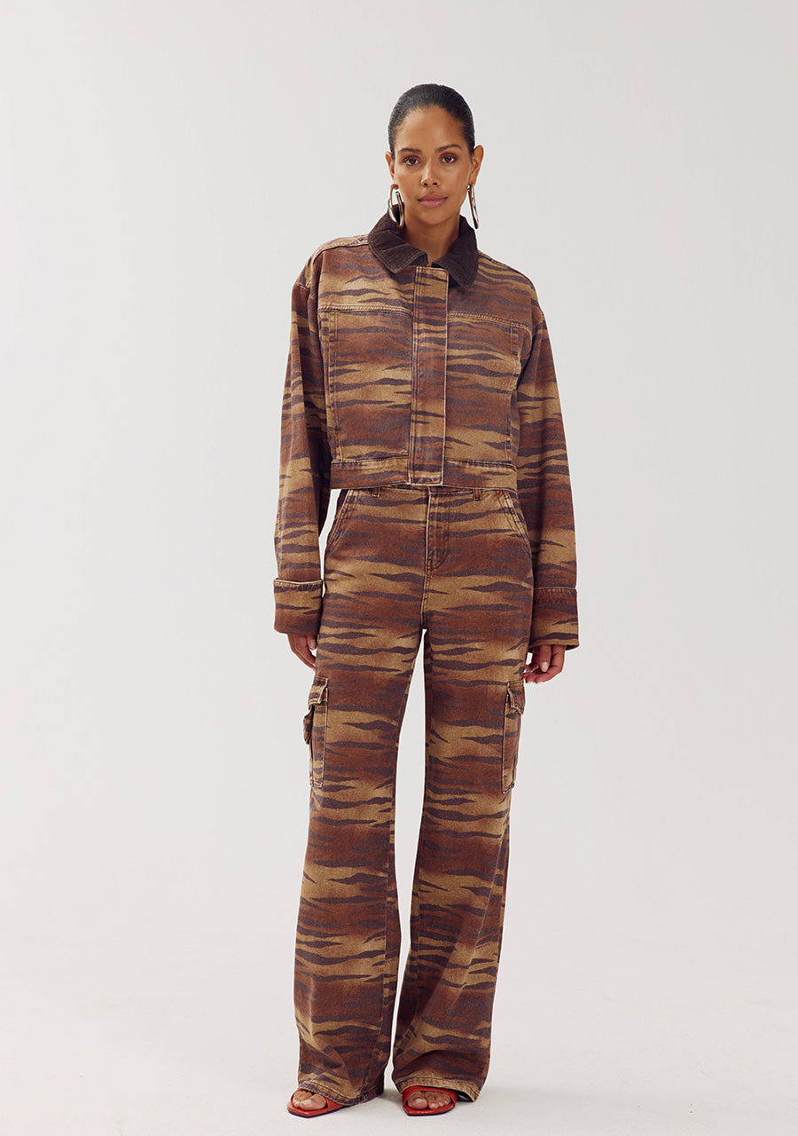Harper & Yve Stella tiger jeans bruin