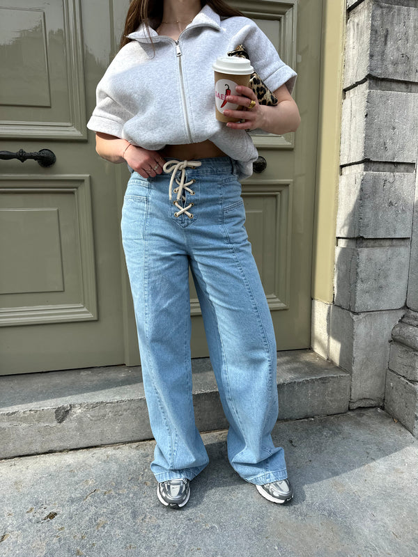 straight leg jeans met veter details