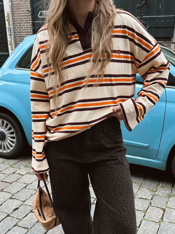Harper & Yve Pollie gestreepte polo longsleeve