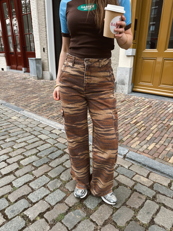 Harper & Yve Stella tiger jeans bruin