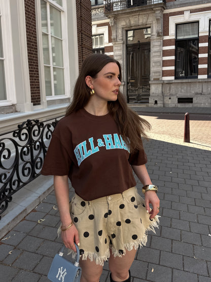 Hill&Hague Dakota T-shirt bruin met blauw