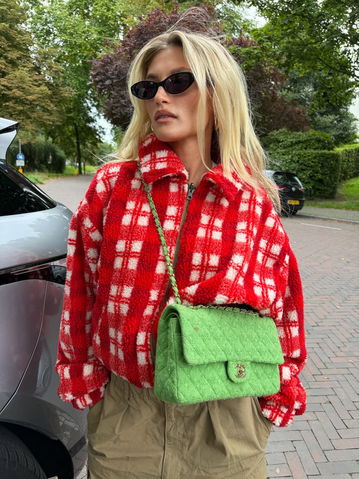 Harper & Yve Bertje jacket checkered khaki red
