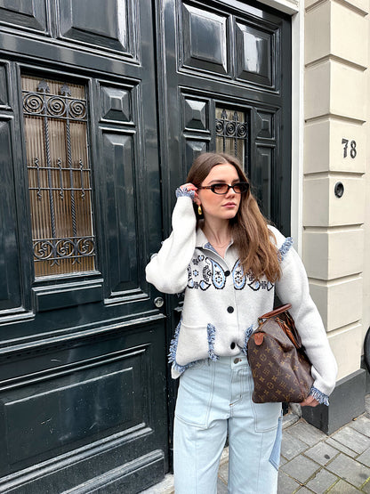Noa Bandana-Print Weste Grau Blau