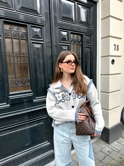 Noa Bandana-Print Weste Grau Blau