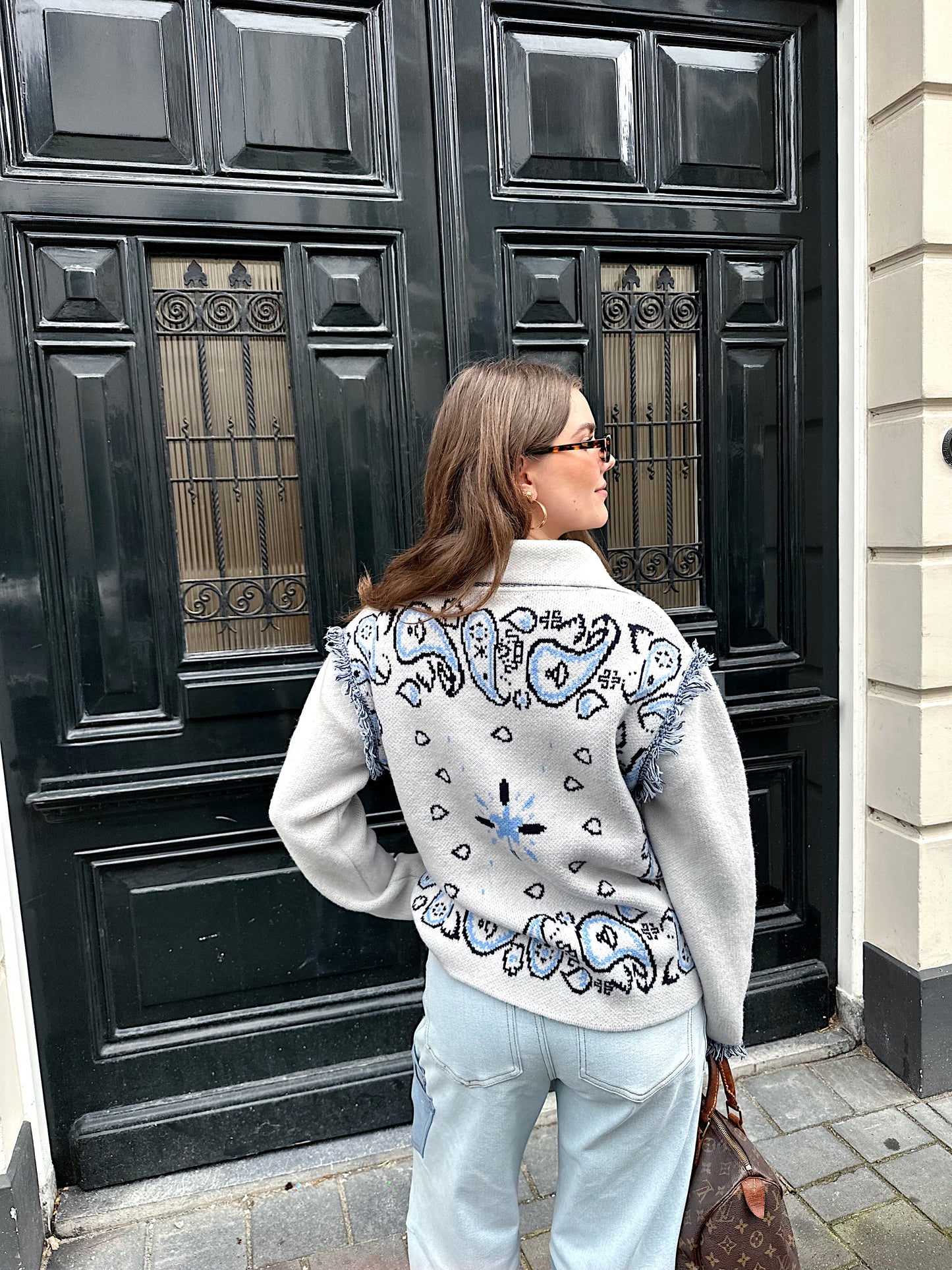 Noa Bandana-Print Weste Grau Blau