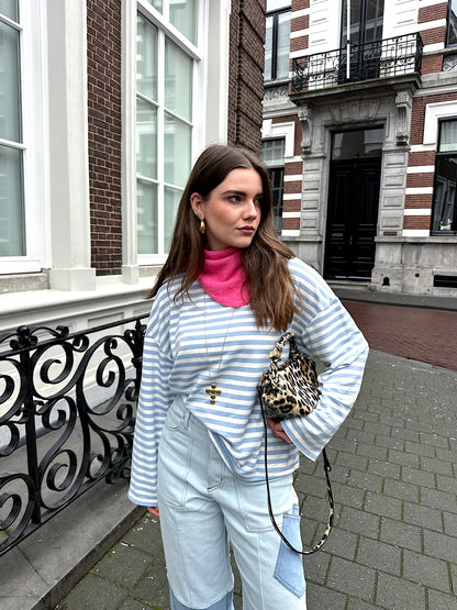 Romy gestreiftes Langarmshirt Blau