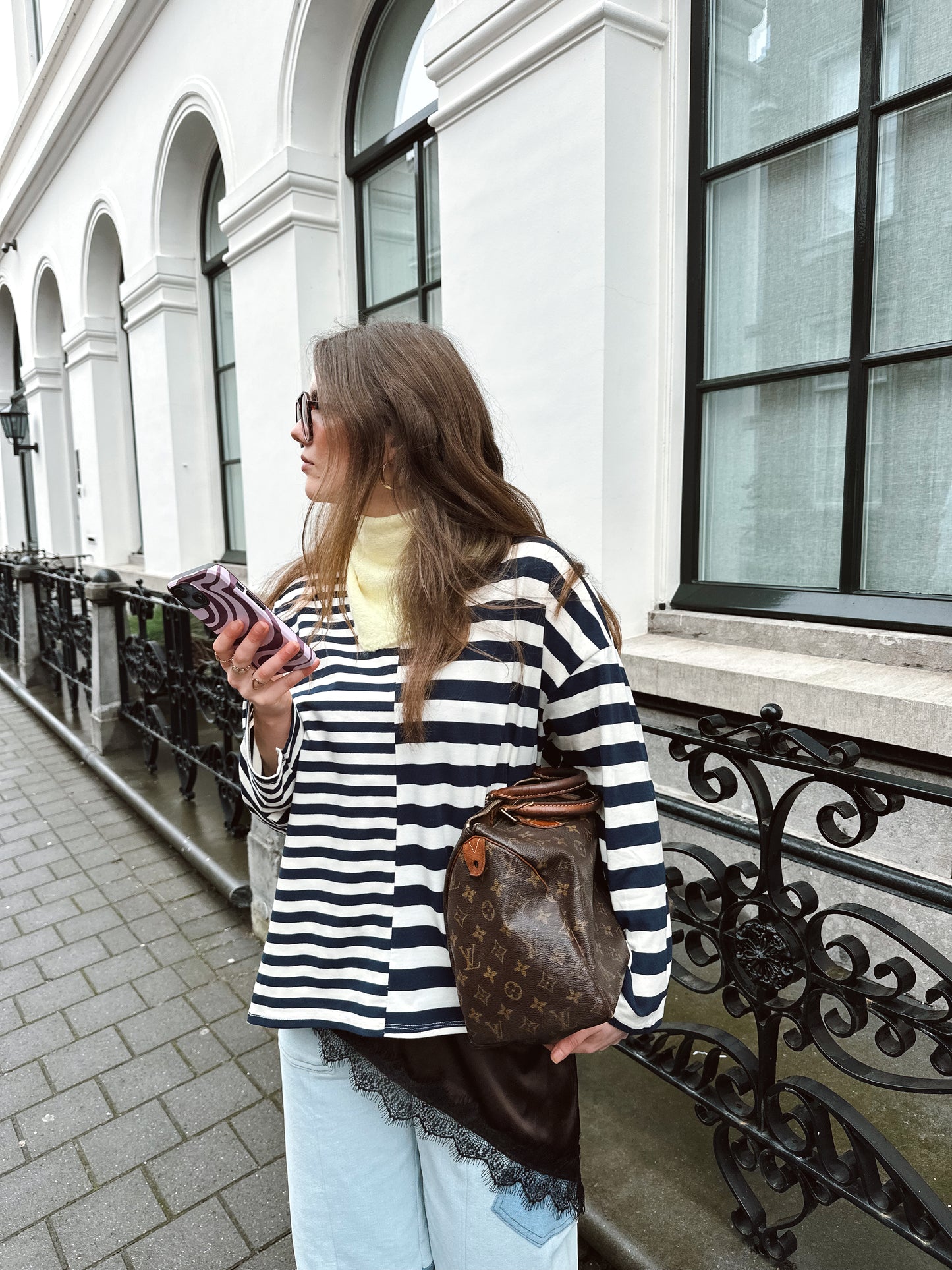 Amy gestreiftes Longsleeve Blau