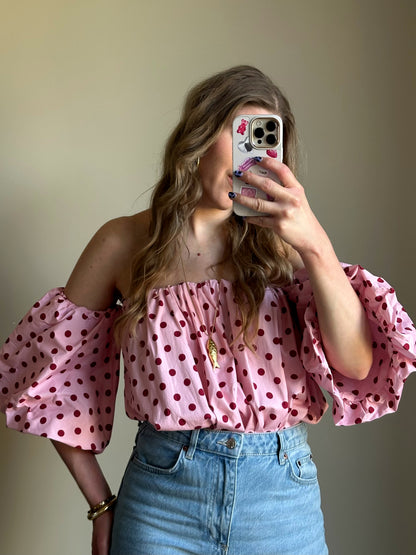 Fay Polkadot Top Rosa