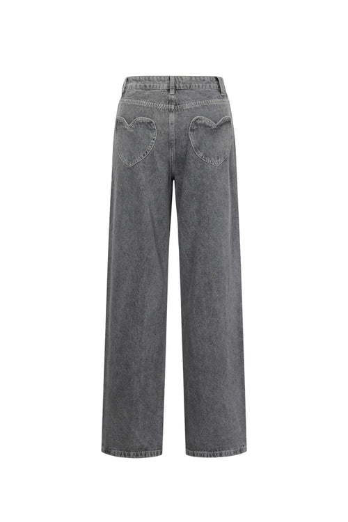 Amour Straight Leg Jeans mit Herzen Grau