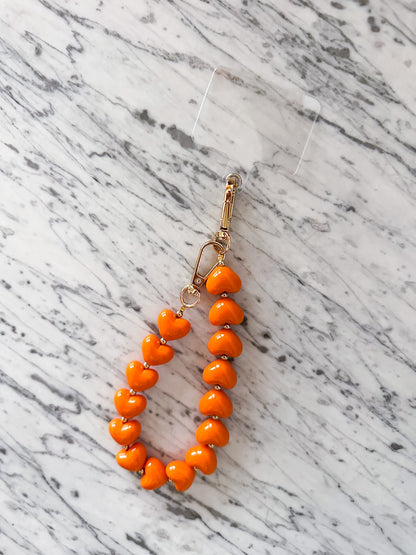 Handykette mit Herzen Orange