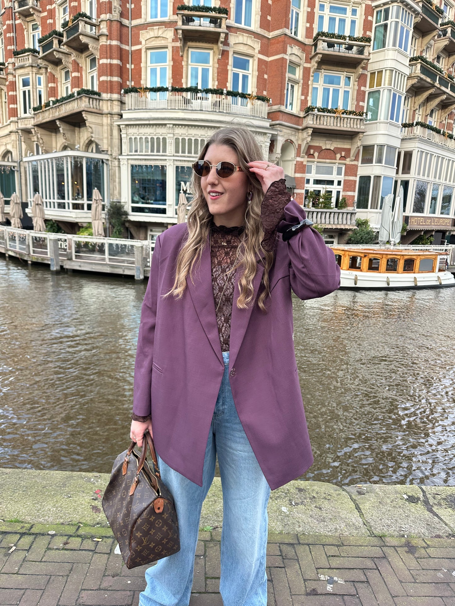 Boxy Oversized-Blazer Pflaume