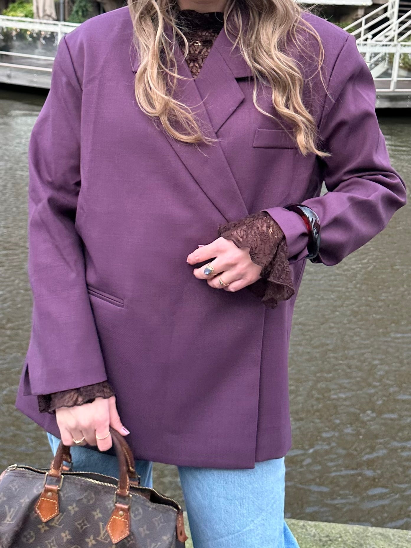 Boxy Oversized-Blazer Pflaume