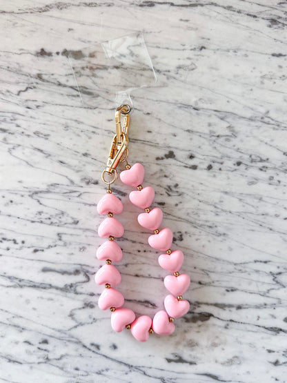Handykordel mit Herzchen rosa