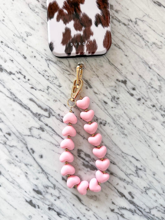 Handykordel mit Herzchen rosa