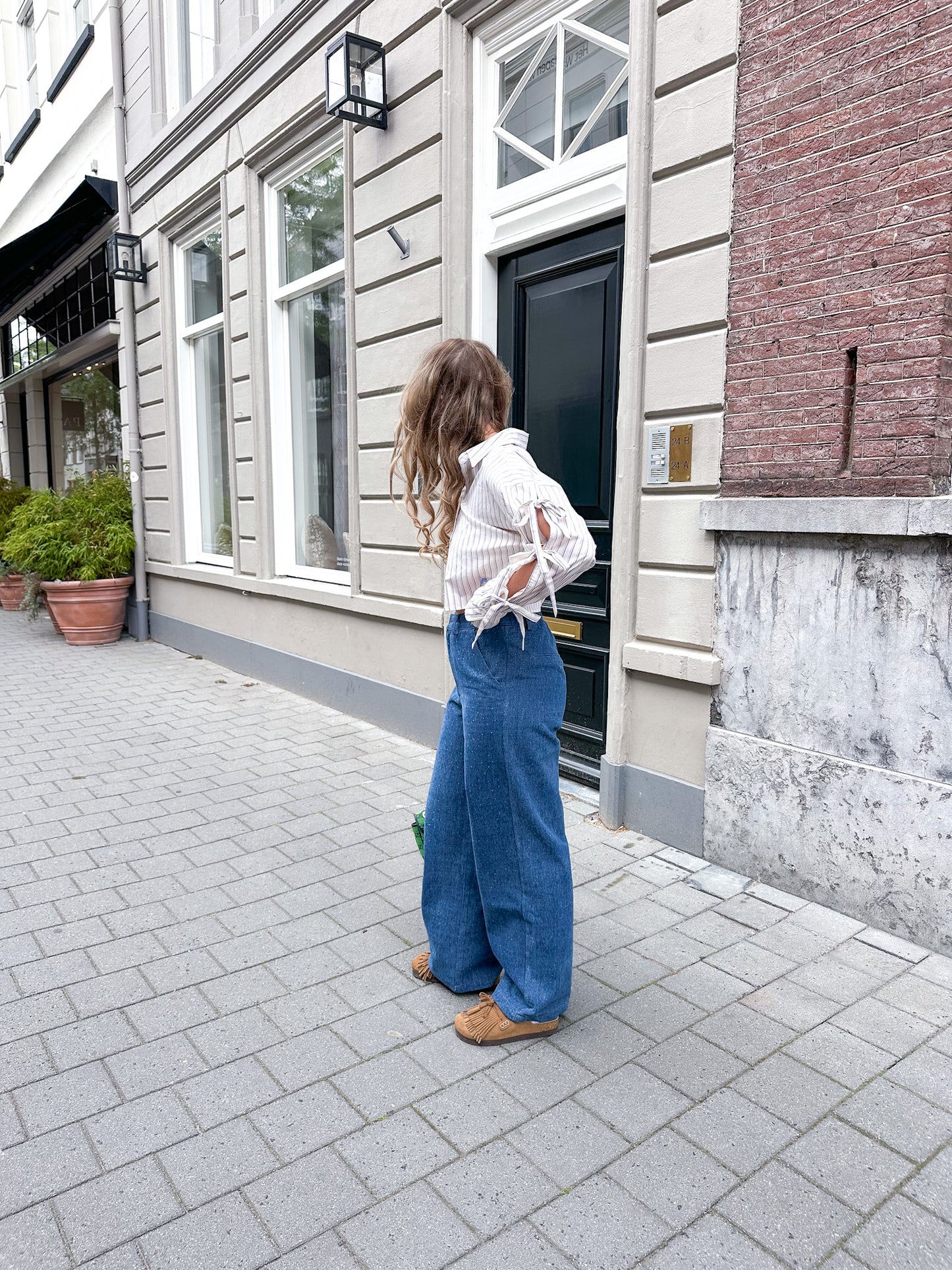 Gestreifte Bluse mit Schleifen