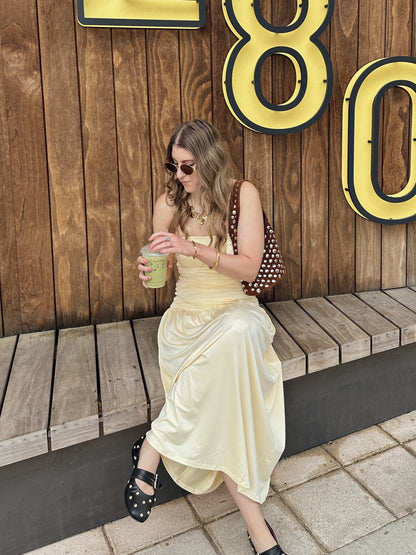Iris bandeau dress lang butter yellow