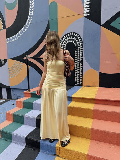Iris bandeau dress lang butter yellow