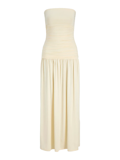 Iris bandeau dress lang butter yellow