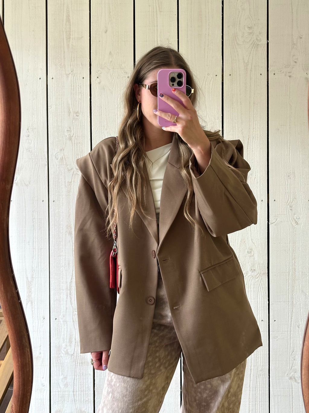 Isabella blazer met ceintuur beige
