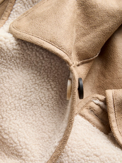 Sadie teddy reversible suede jacket camel