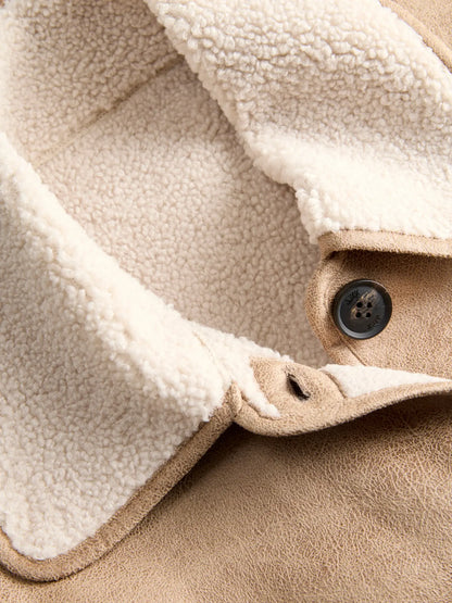Sadie teddy reversible suede jacket camel
